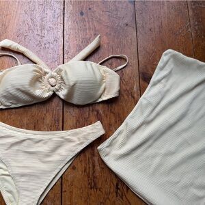 House of Harlow 1960 Yellow Ribbed Bikini Set